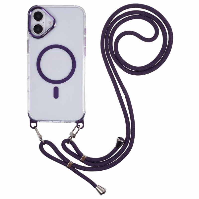 Trekkoord hoesje iPhone 16 Plus metalen frame