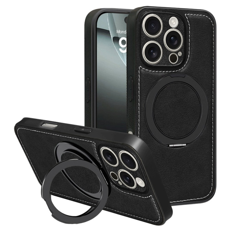 Hoesje iPhone 16 Pro Max MagSafe Textured Leather Effect met steunring