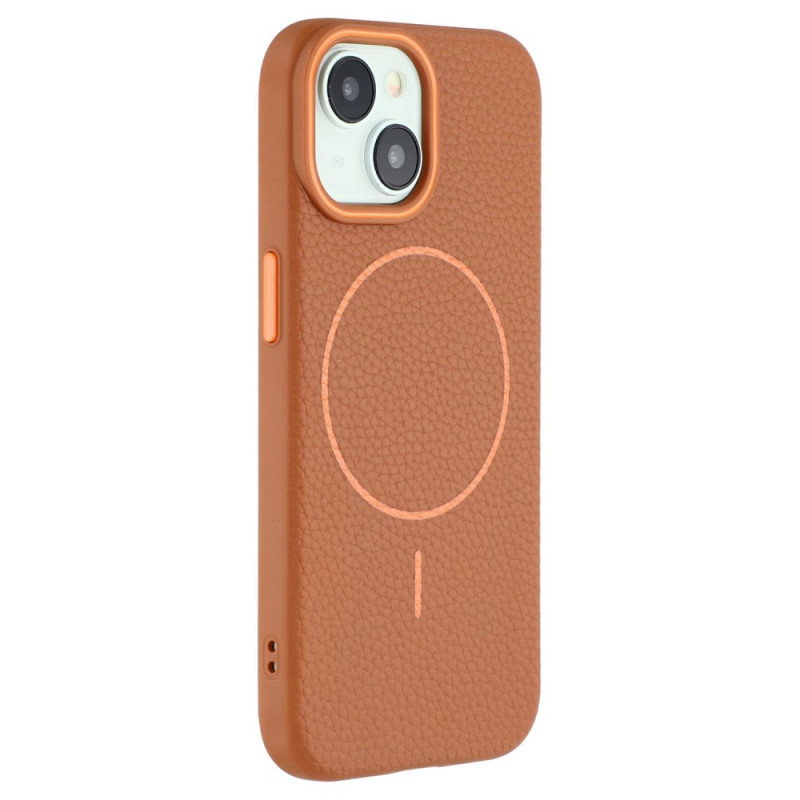 Hoesje iPhone 15 MagSafe Leder Effect Litchi