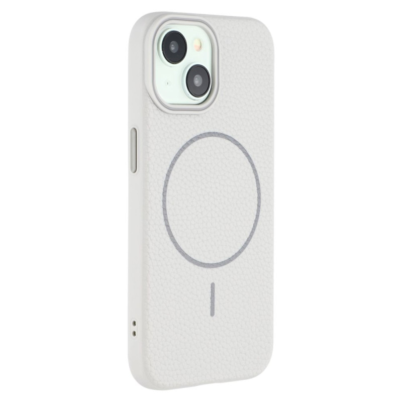 Hoesje iPhone 15 MagSafe Leder Effect Litchi