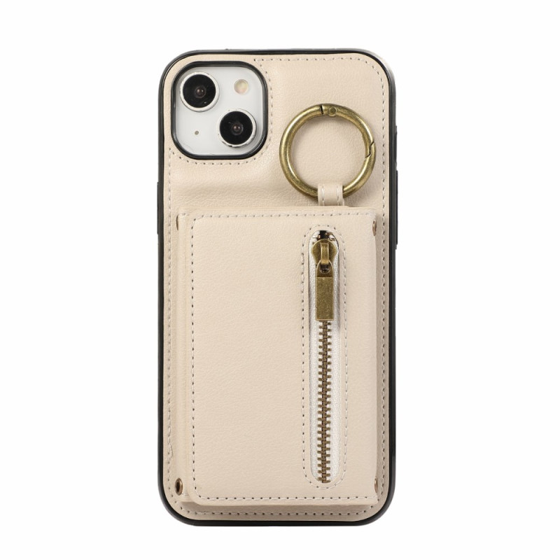 Hoesje iPhone 15 Portemonnee met rits en riem