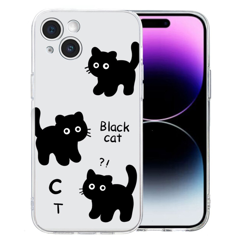 iPhone 15 Zwart Kat Hoesje