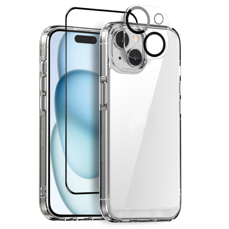 iPhone 15 3-in-1-beschermingsset (hoesje
, screenprotector
 en lensbeschermer)