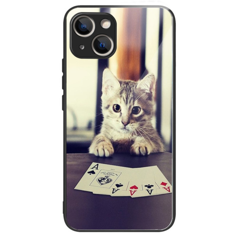 Hoesje iPhone 15 Plus Getemperd Glas Poker Kat