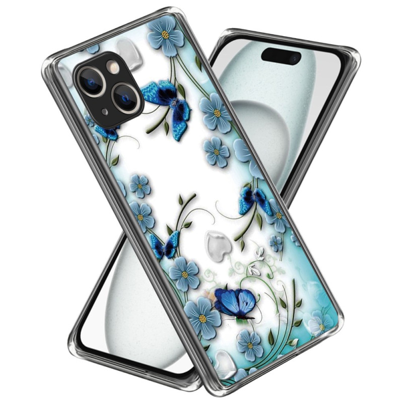 iPhone 15 Plus hoesje Vlinders en bloemen