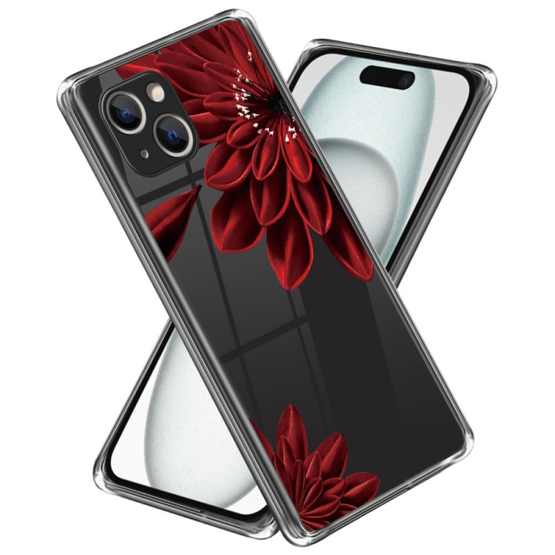 iPhone 15 Plus Hoesje Bloemmotief Rood