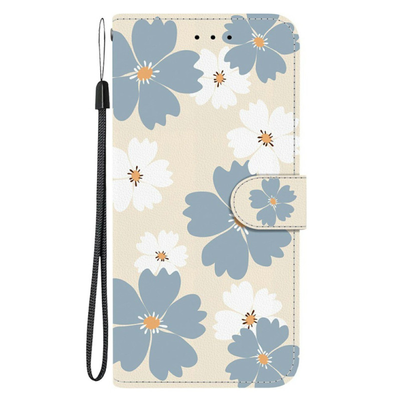 Xiaomi 15T hoesje blauw met witte madeliefjes