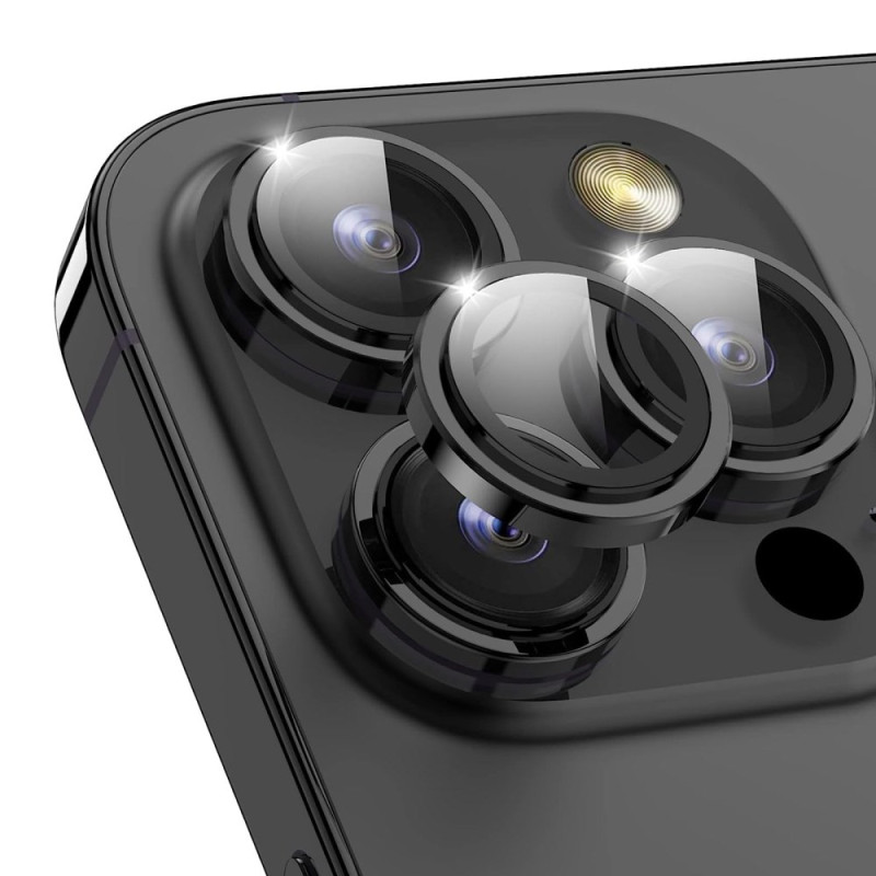 Camerabeschermingsringen voor iPhone 15 Pro / 15 Pro Max Metaal en gehard glas