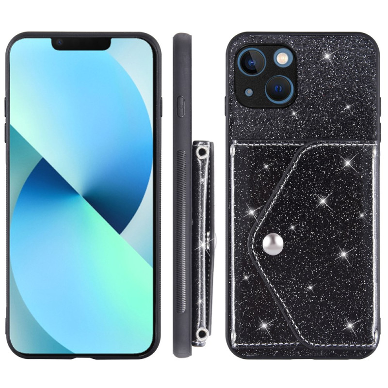 Hoesje iPhone 14 Glitter Design Kaartetui