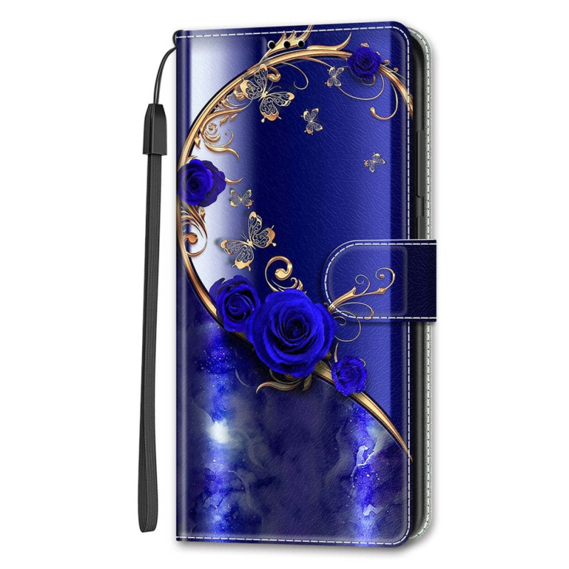 Roze Blauw iPhone 14 hoesje met gouden vlinders