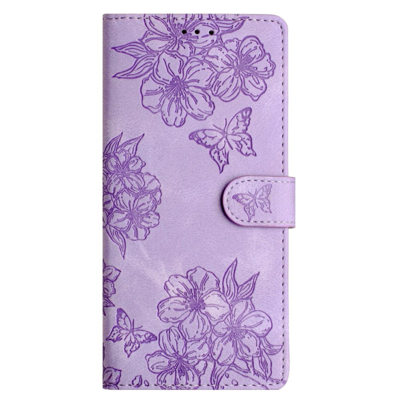 Huis Xiaomi Redmi 15 4G Suede Effect Bloemen en Vlinders