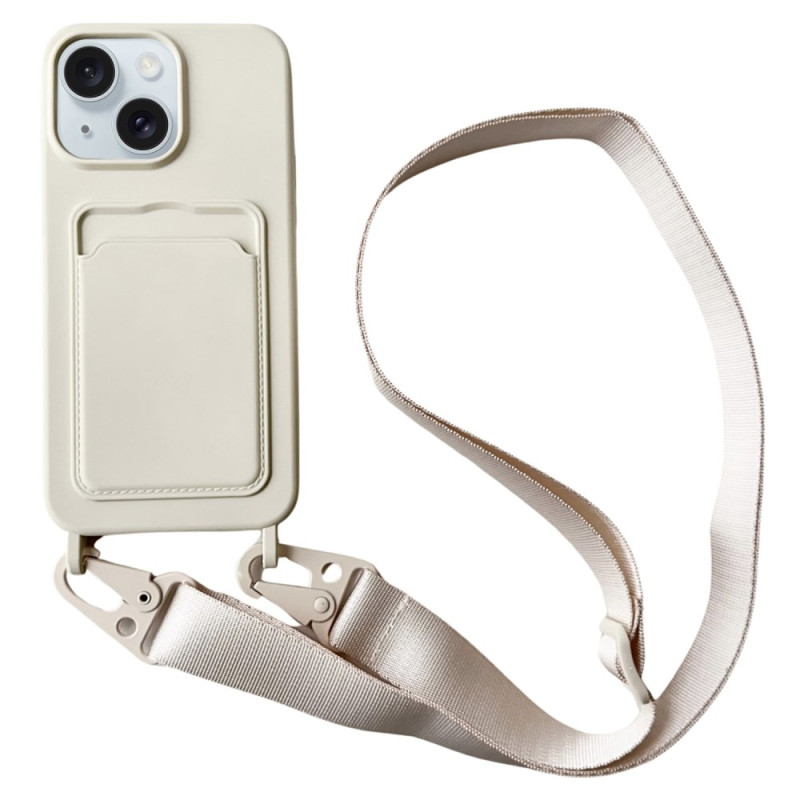 Hoesje iPhone 14 Plus kaarthouder en verstelbare riem