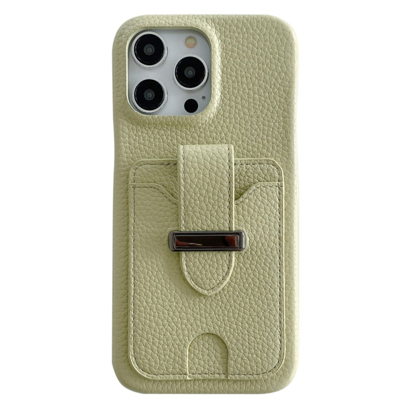 Hoesje iPhone 14 Pro Kaarthouder Lychee Textuur