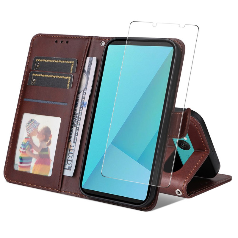 Sony Xperia 10 VII Leren hoesje met screenprotector