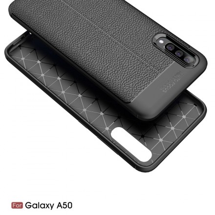 Samsung Galaxy A50 Lederen Hoesje Lychee Effect Dubbele Lijn