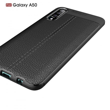 Samsung Galaxy A50 Lederen Hoesje Lychee Effect Dubbele Lijn