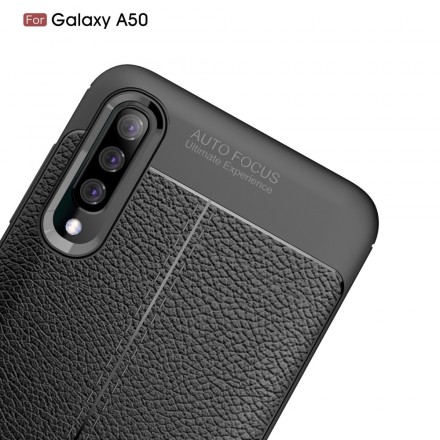 Samsung Galaxy A50 Lederen Hoesje Lychee Effect Dubbele Lijn