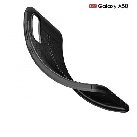Samsung Galaxy A50 Lederen Hoesje Lychee Effect Dubbele Lijn