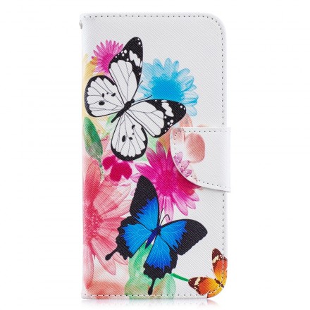Hoes Huawei Y6 2019 Beschilderde vlinders en bloemen