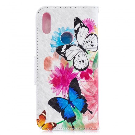 Hoes Huawei Y6 2019 Beschilderde vlinders en bloemen