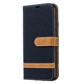Huawei Y6 2019 stof en leer effect riem case