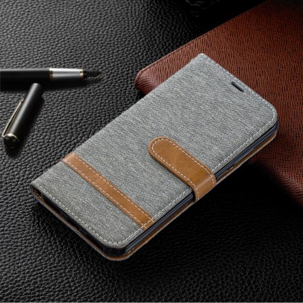 Huawei Y6 2019 stof en leer effect riem case