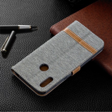 Huawei Y6 2019 stof en leer effect riem case