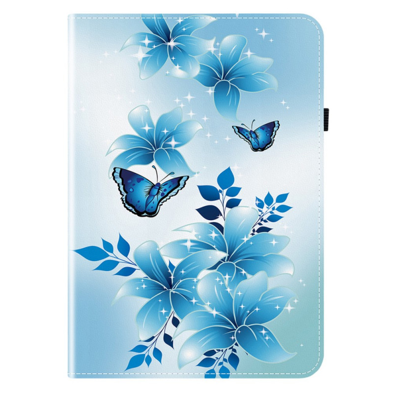 Samsung Galaxy Tab S11 Hoesje Blauw Vlinders en Bloemen