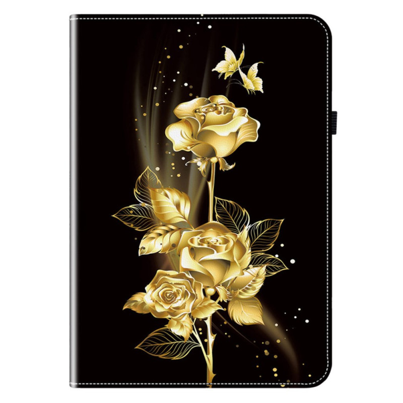 Samsung Galaxy Tab S11 Goud Vlinders en Rozen Hoesje