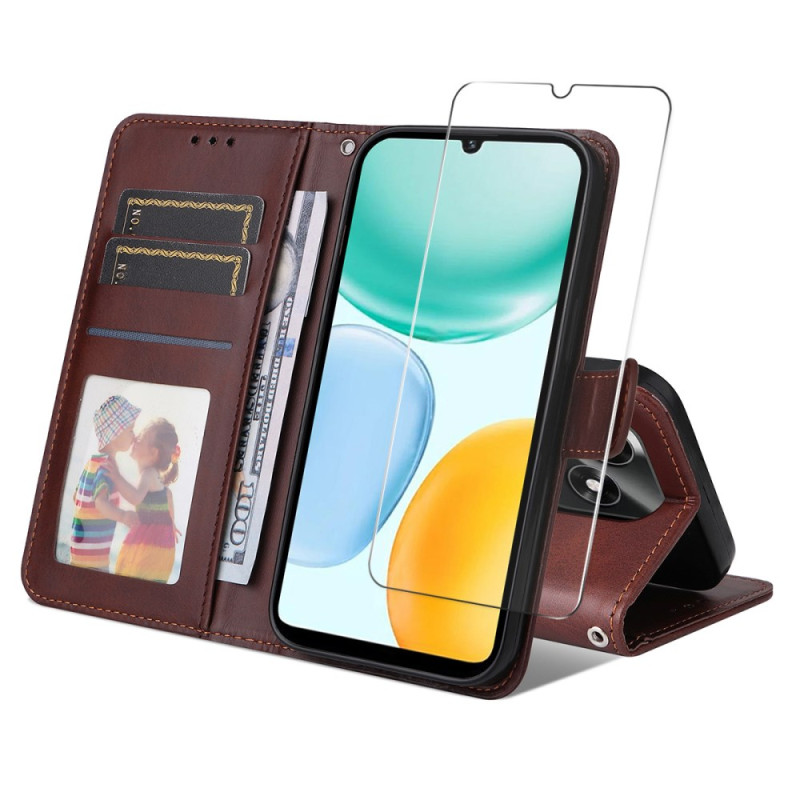 Honor X5c Plus Kunstlederen Hoesje met Schermbeschermer