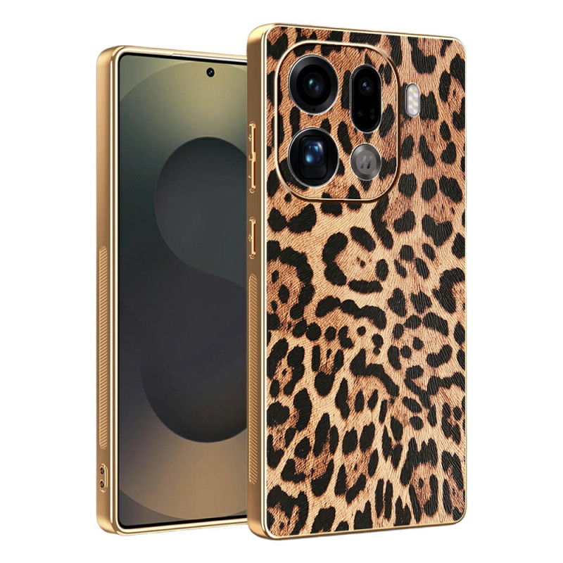 Hoesje Oppo Find X9 Pro 5G Luipaardpatroon met gouden afwerking