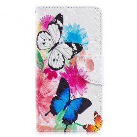 Samsung Galaxy A40 Hoesje Vlinders en Bloemen Geschilderd