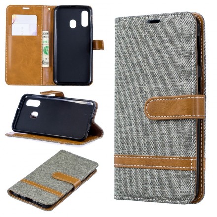 Samsung Galaxy A40 stof en leer effect case met riem