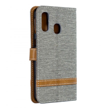 Samsung Galaxy A40 stof en leer effect case met riem
