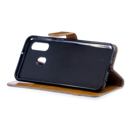 Samsung Galaxy A40 stof en leer effect case met riem