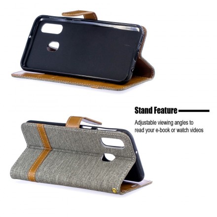 Samsung Galaxy A40 stof en leer effect case met riem