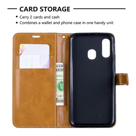 Samsung Galaxy A40 stof en leer effect case met riem