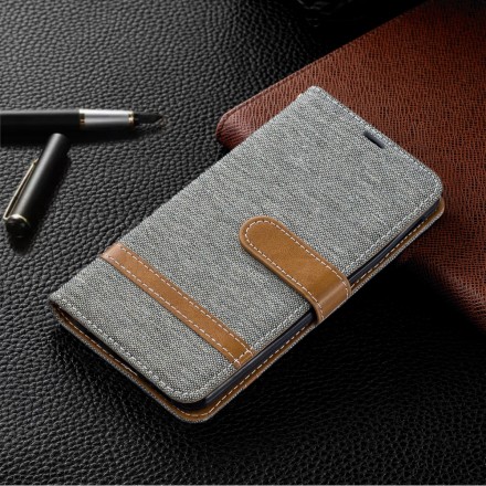Samsung Galaxy A40 stof en leer effect case met riem