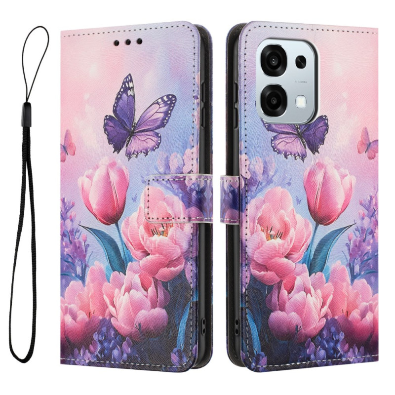 Oppo A6 Pro 5G Tulpen en Vlinders Hoesje
