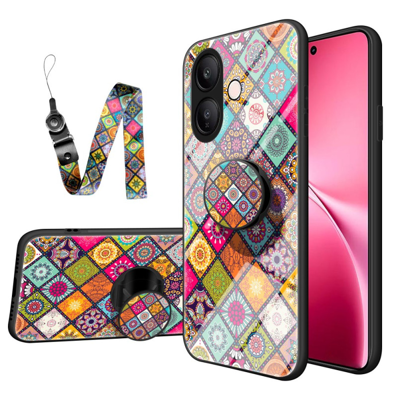 Hoesje Vivo V60 Lite Steunring en Patchwork-riem