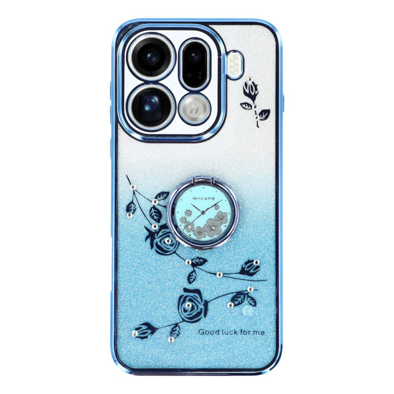Oppo Find X9 Pro 5G Case Bloem en Strass Steunring KADEM