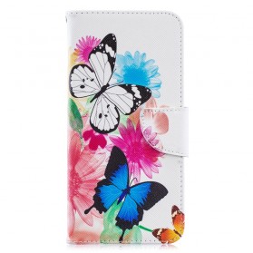 Samsung Galaxy A70 Hoesje Beschilderde Vlinders en Bloemen