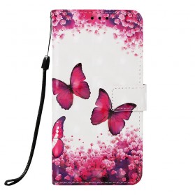 Samsung Galaxy A70 Hoesje Rood Vlinders