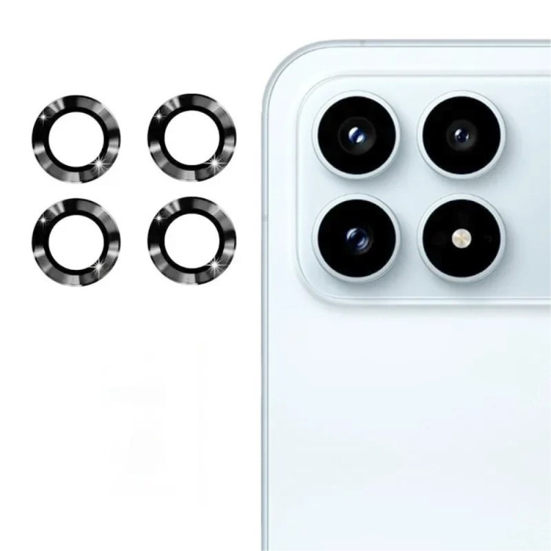 Gehard glas beschermende lens voor Poco F8 Pro metalen ringen