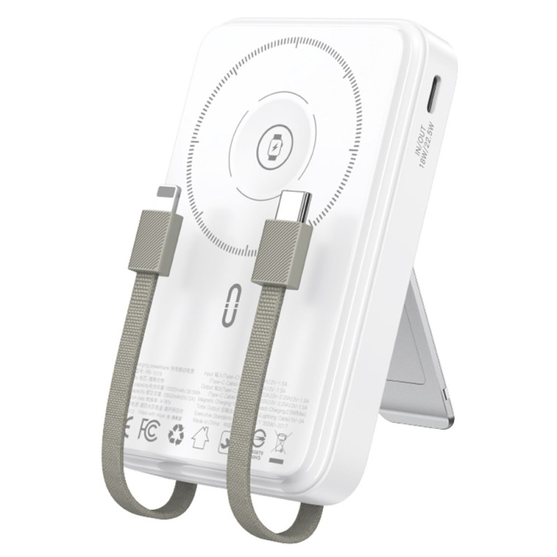 Externe magnetische snellaadbatterij met standaard en geïntegreerde kabel TOTU