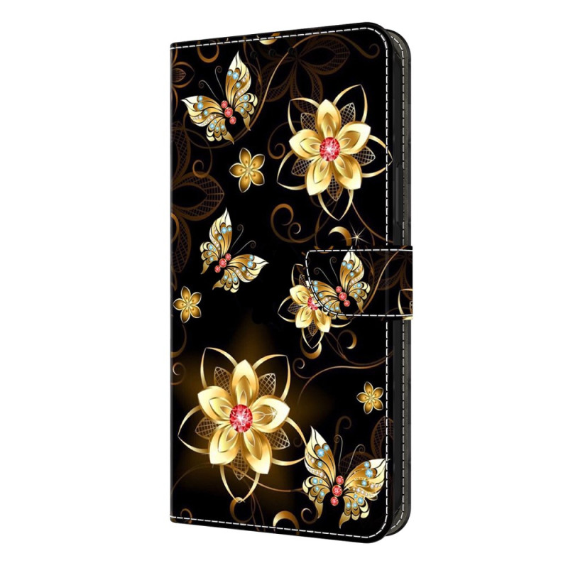 Samsung Galaxy S26 Plus Hoesje Goud Bloemen en Vlinders