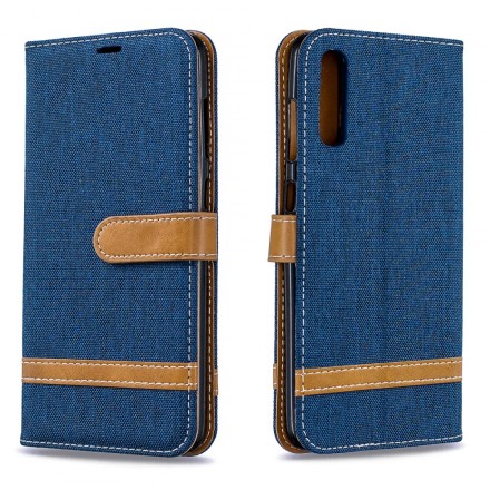 Samsung Galaxy A70 stof en leer effect case met riem