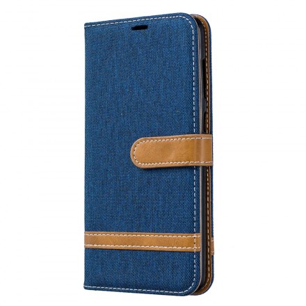 Samsung Galaxy A70 stof en leer effect case met riem