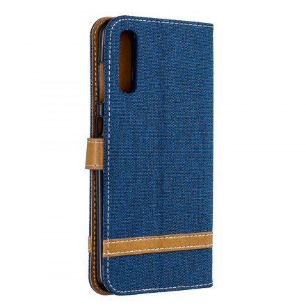 Samsung Galaxy A70 stof en leer effect case met riem