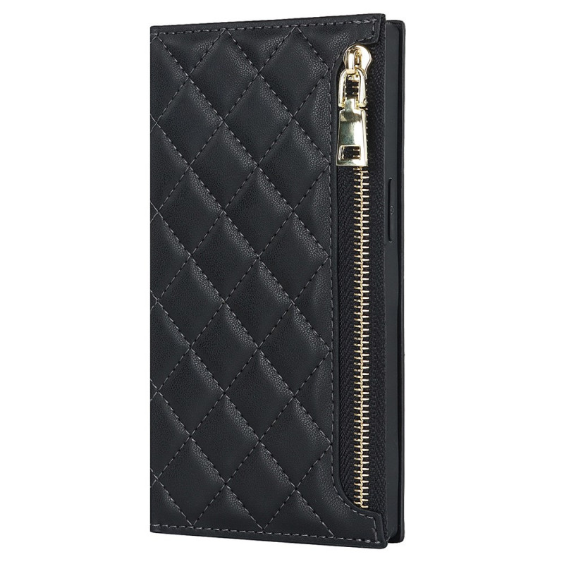 Housse iPhone 13 Pro Portefeuille Matelassé avec Bandoulière